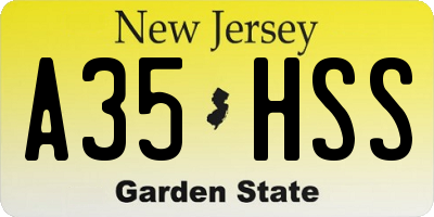 NJ license plate A35HSS