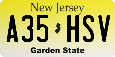 NJ license plate A35HSV