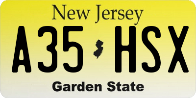 NJ license plate A35HSX