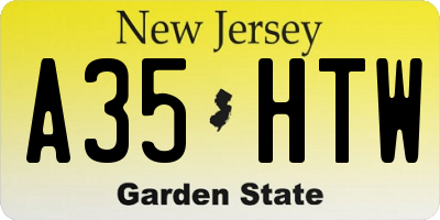 NJ license plate A35HTW
