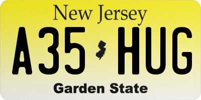 NJ license plate A35HUG