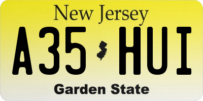 NJ license plate A35HUI