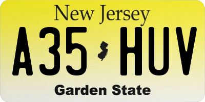 NJ license plate A35HUV