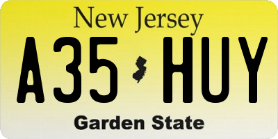 NJ license plate A35HUY