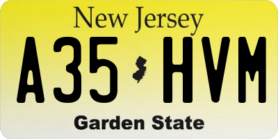 NJ license plate A35HVM