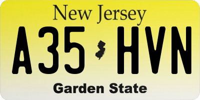 NJ license plate A35HVN