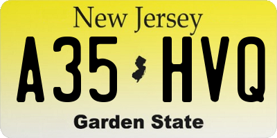 NJ license plate A35HVQ