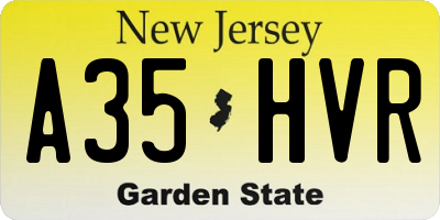 NJ license plate A35HVR