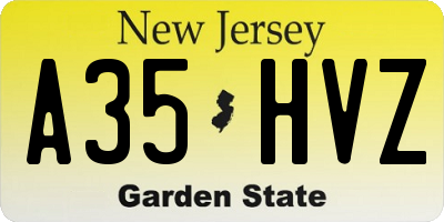 NJ license plate A35HVZ