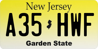 NJ license plate A35HWF