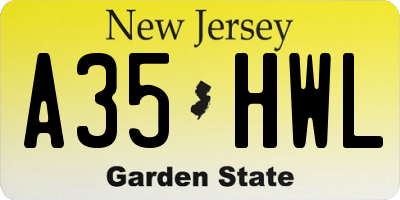 NJ license plate A35HWL