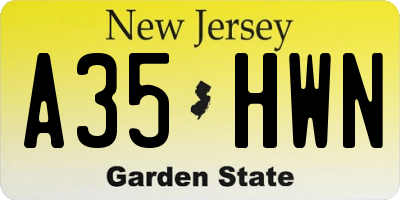 NJ license plate A35HWN