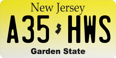 NJ license plate A35HWS