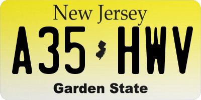 NJ license plate A35HWV