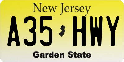 NJ license plate A35HWY