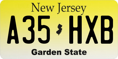 NJ license plate A35HXB