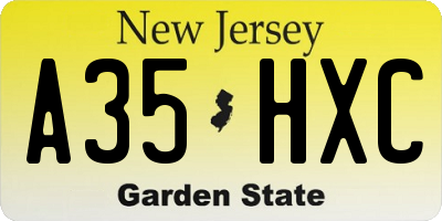 NJ license plate A35HXC