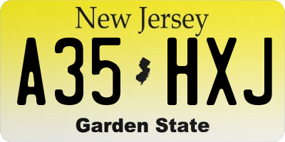 NJ license plate A35HXJ