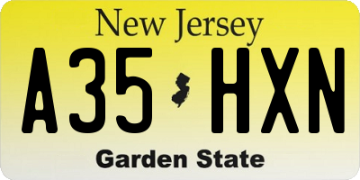 NJ license plate A35HXN
