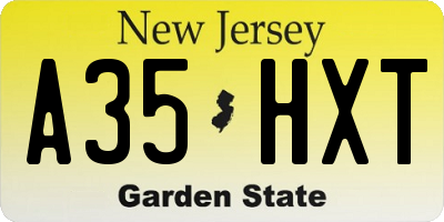 NJ license plate A35HXT