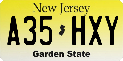 NJ license plate A35HXY
