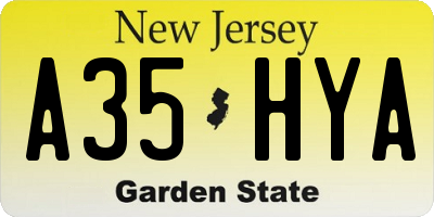 NJ license plate A35HYA