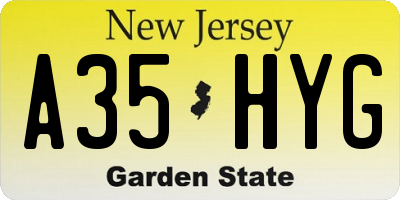 NJ license plate A35HYG