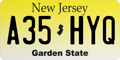 NJ license plate A35HYQ