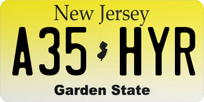 NJ license plate A35HYR