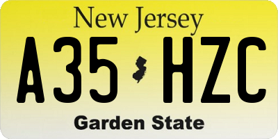 NJ license plate A35HZC