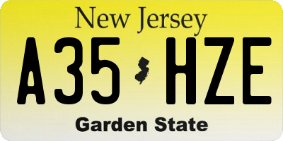 NJ license plate A35HZE