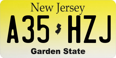 NJ license plate A35HZJ