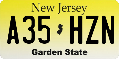NJ license plate A35HZN