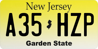 NJ license plate A35HZP
