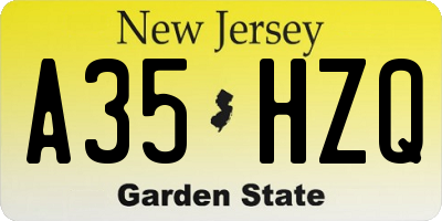 NJ license plate A35HZQ