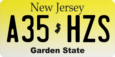 NJ license plate A35HZS