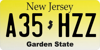 NJ license plate A35HZZ