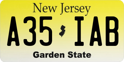 NJ license plate A35IAB