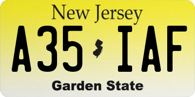 NJ license plate A35IAF