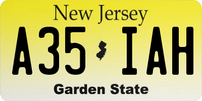 NJ license plate A35IAH