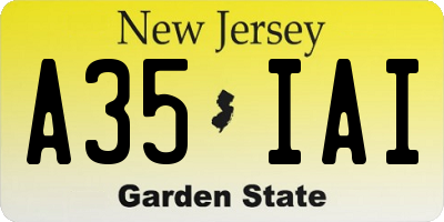 NJ license plate A35IAI