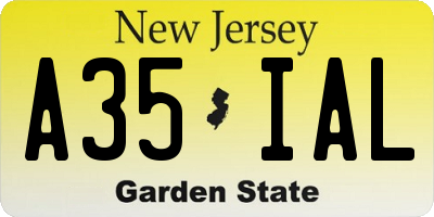 NJ license plate A35IAL
