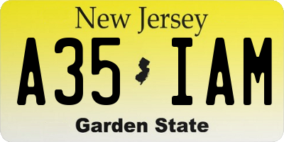 NJ license plate A35IAM