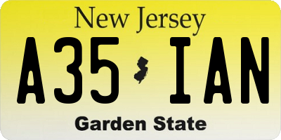 NJ license plate A35IAN
