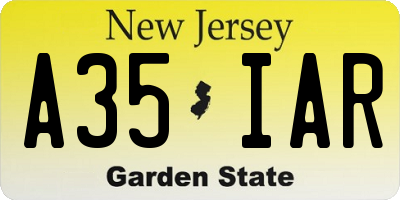 NJ license plate A35IAR