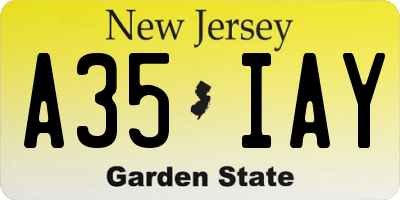 NJ license plate A35IAY