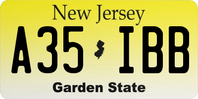 NJ license plate A35IBB