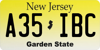 NJ license plate A35IBC