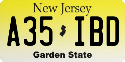 NJ license plate A35IBD
