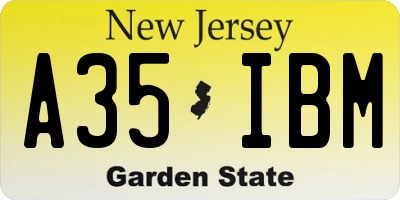 NJ license plate A35IBM